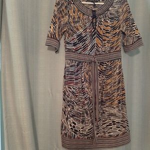 BCBG MaxAzria Multi-colored Tie Waist Dress